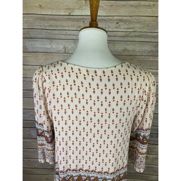 Umgee Small Peasant Top Lace Crocheted Neckline Boho 3/4 Sleeve Prairie Hippie - Picture 6 of 10